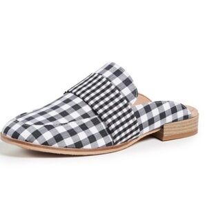 Free People At Ease Gingham Black & White Loafer Mules Women’s Size 6.5 /37